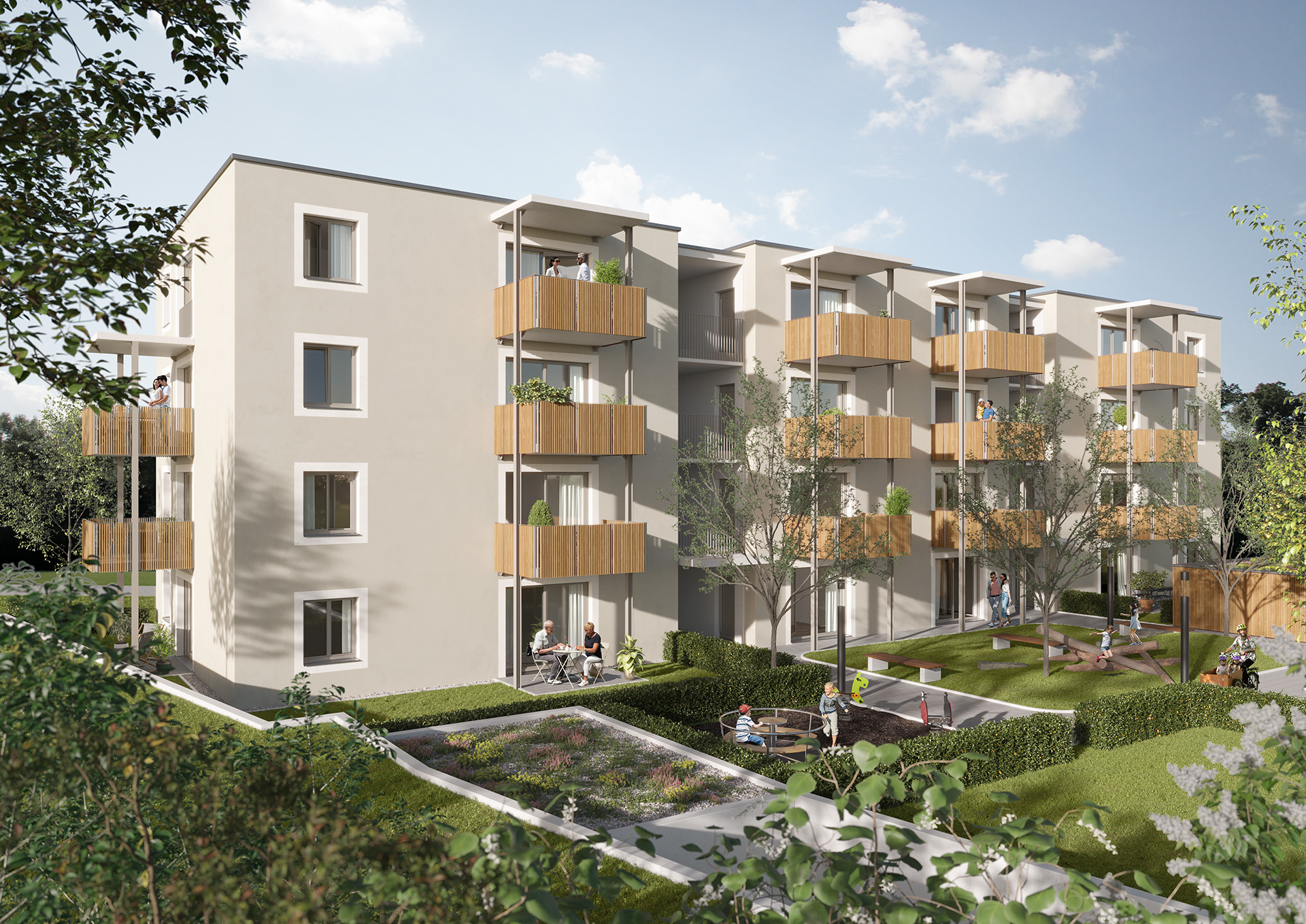 Visualisierung des Bauprojekts in der Brucknerstraße